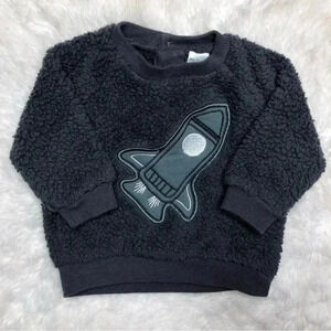 PL Baby Sweatshirt Rocket Ship Fuzzy Blue  Size 0-3 Months